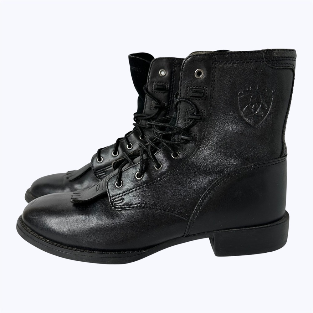 Ariat Heritage Lacer Boots Black Leather Western Kiltie Cowgirl 33501 Womens 8 B